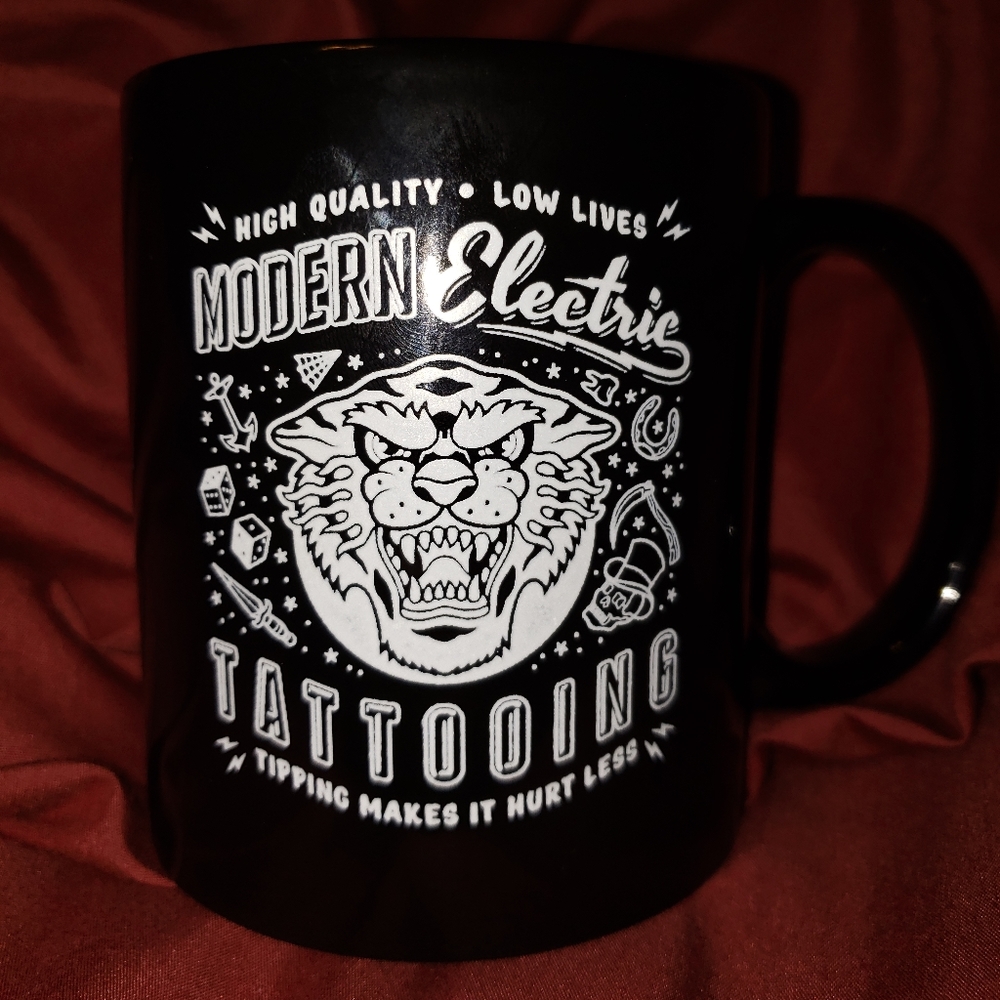 Sourpuss Modern Electric Tattooing High Quality Low Lives 11oz Black Coffee Cup